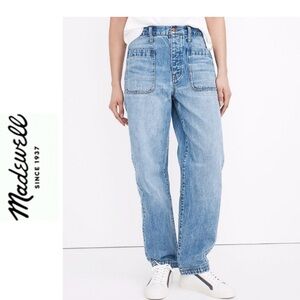 Madewell The Dad Jean Size 30 New Patch Pockets Baggy High Rise Button Fly